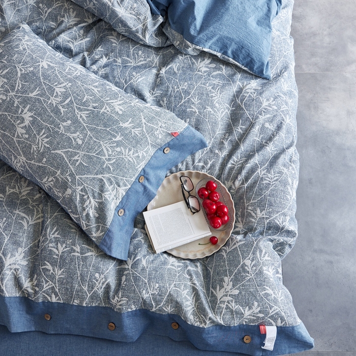 91家纺网 家纺一手货源 找家纺 安莱生活 2023新款双层纱大提花高奢工艺款四件套-疯狂生长 疯狂生长--牛仔蓝