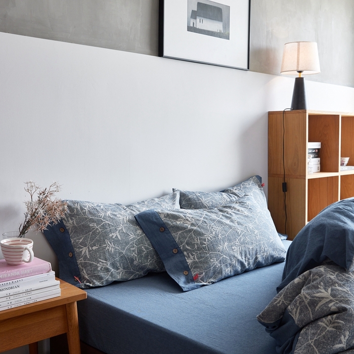 91家纺网 家纺一手货源 找家纺 安莱生活 2023新款双层纱大提花高奢工艺款四件套-疯狂生长 疯狂生长--牛仔蓝