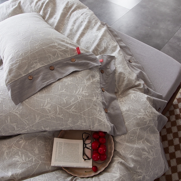 91家纺网 家纺一手货源 找家纺 安莱生活 2023新款双层纱大提花高奢工艺款四件套-疯狂生长 疯狂生长--银灰