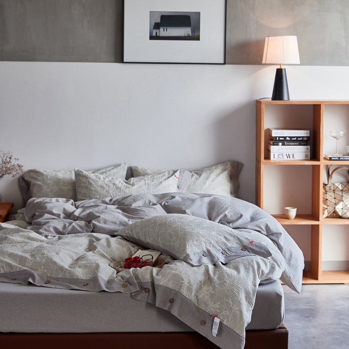 91家纺网 家纺一手货源 找家纺 安莱生活 2023新款双层纱大提花高奢工艺款四件套-疯狂生长 疯狂生长--银灰