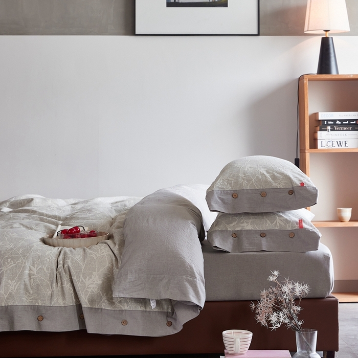 91家纺网 家纺一手货源 找家纺 安莱生活 2023新款双层纱大提花高奢工艺款四件套-疯狂生长 疯狂生长--银灰