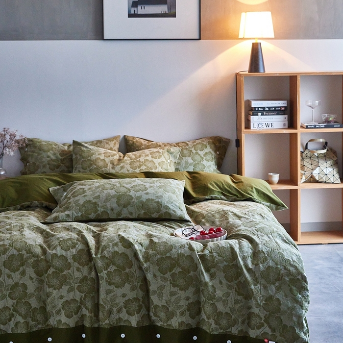 91家纺网 家纺一手货源 找家纺 （总）安莱生活 2023新款双层纱大提花高奢工艺款四件套-虞美人