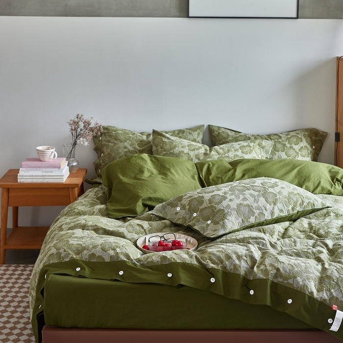 91家纺网 家纺一手货源 找家纺 （总）安莱生活 2023新款双层纱大提花高奢工艺款四件套-虞美人