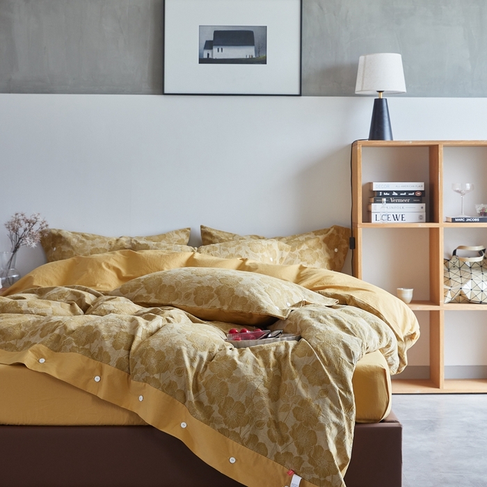 91家纺网 家纺一手货源 找家纺 安莱生活 2023新款双层纱大提花高奢工艺款四件套-虞美人 虞美人--苹果金