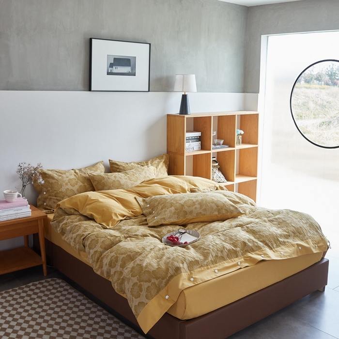 91家纺网 家纺一手货源 找家纺 安莱生活 2023新款双层纱大提花高奢工艺款四件套-虞美人 虞美人--苹果金