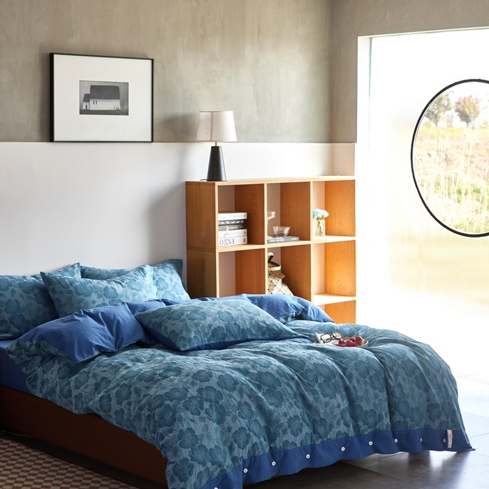 91家纺网 家纺一手货源 找家纺 安莱生活 2023新款双层纱大提花高奢工艺款四件套-虞美人 虞美人--克莱因蓝