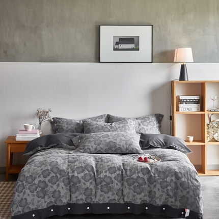 91家纺网 家纺一手货源 找家纺 （总）安莱生活 2023新款双层纱大提花高奢工艺款四件套-虞美人