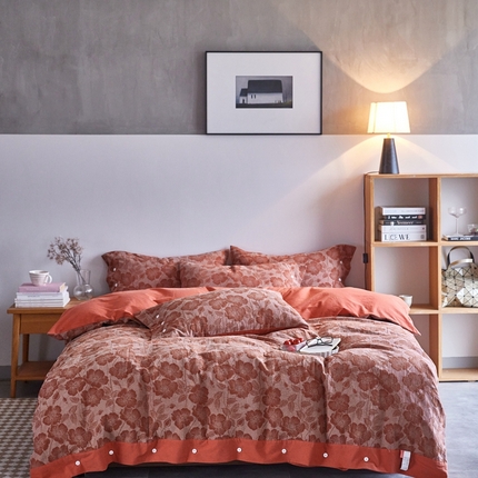 91家纺网 家纺一手货源 找家纺 （总）安莱生活 2023新款双层纱大提花高奢工艺款四件套-虞美人