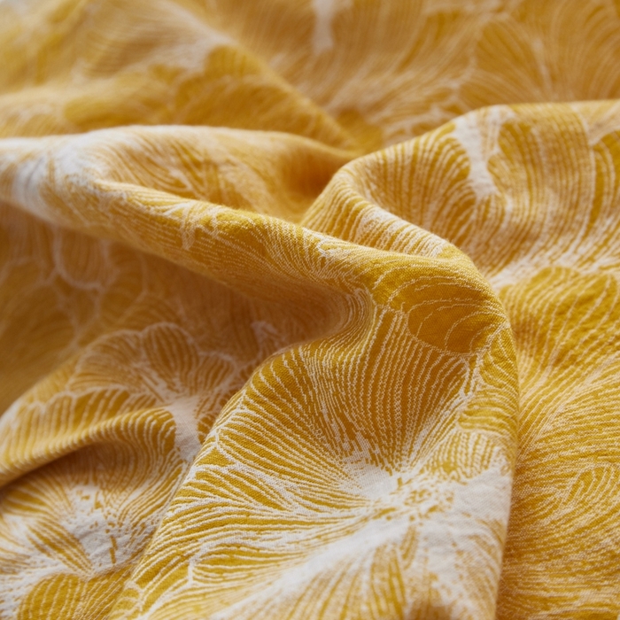 91家纺网 家纺一手货源 找家纺 安莱生活 2023新品双层纱大提花高奢工艺款四件套-国色天香系列 国色天香--姜黄