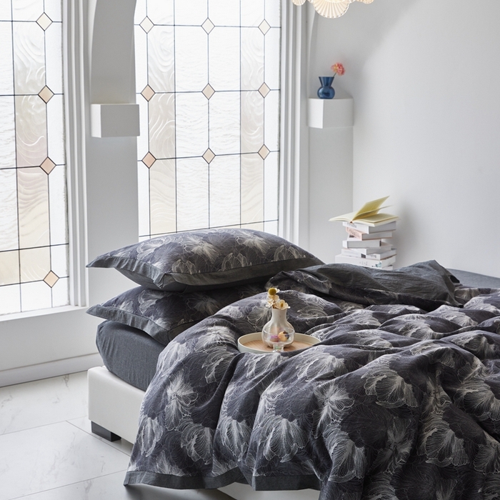 91家纺网 家纺一手货源 找家纺 安莱生活 2023新品双层纱大提花高奢工艺款四件套-国色天香系列 国色天香--深灰