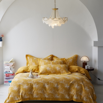 91家纺网 家纺一手货源 找家纺 （总）安莱生活 2023新品双层纱大提花高奢工艺款四件套-国色天香系列