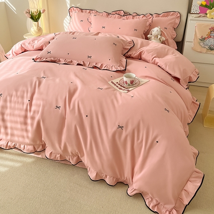 韩都家居 2023新款花边刺绣玫瑰之约系列四件套 小情歌-藕粉