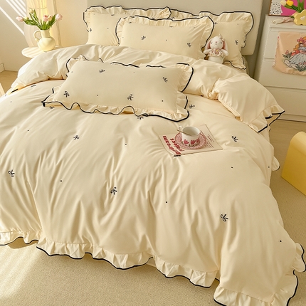 韩都家居 2023新款花边刺绣玫瑰之约系列四件套 小情歌-奶白