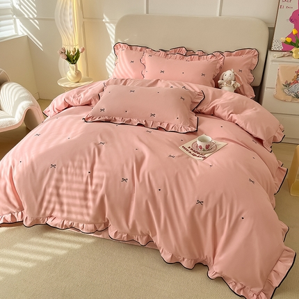 91家纺网 家纺一手货源 找家纺 （总）韩都家居 2023新款花边刺绣玫瑰之约系列四件套