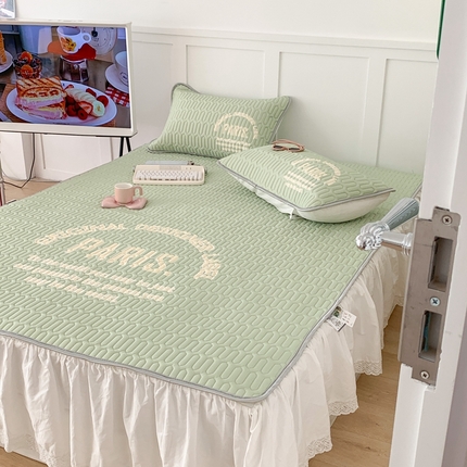 昔可家纺 2023新款四色字母乳胶凉席 绿底字母