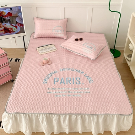 91家纺网 家纺一手货源 找家纺 昔可家纺 2023新款四色字母乳胶凉席 粉底字母