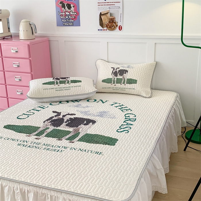 91家纺网 家纺一手货源 找家纺 昔可家纺 2023新款ins创意风乳胶凉席 ins奶牛