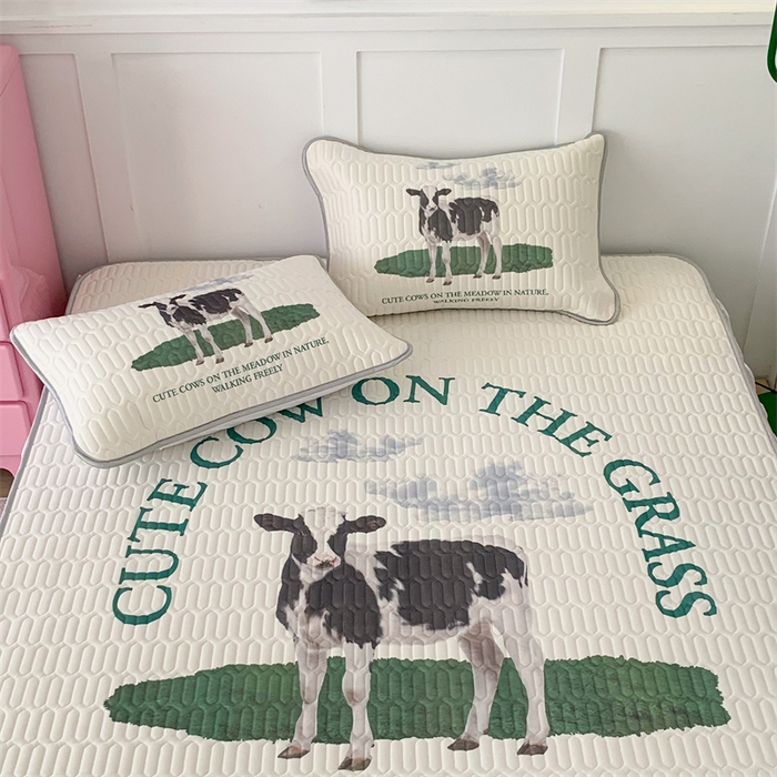 91家纺网 家纺一手货源 找家纺 昔可家纺 2023新款ins创意风乳胶凉席 ins奶牛