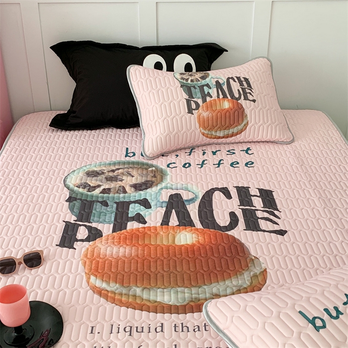 91家纺网 家纺一手货源 找家纺 昔可家纺 2023新款ins创意风乳胶凉席 贝果早餐