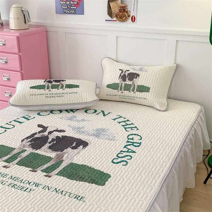 91家纺网 家纺一手货源 找家纺 昔可家纺 2023新款ins创意风乳胶凉席 ins奶牛