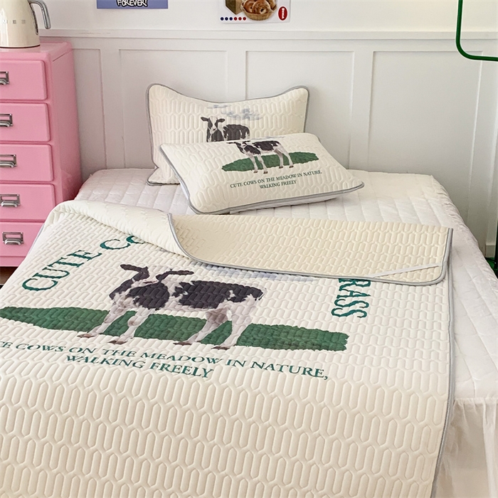 91家纺网 家纺一手货源 找家纺 昔可家纺 2023新款ins创意风乳胶凉席 ins奶牛