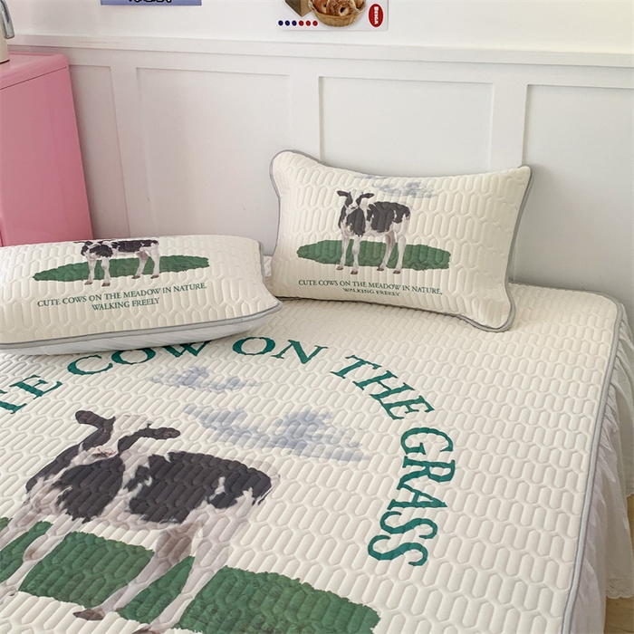 91家纺网 家纺一手货源 找家纺 昔可家纺 2023新款ins创意风乳胶凉席 ins奶牛