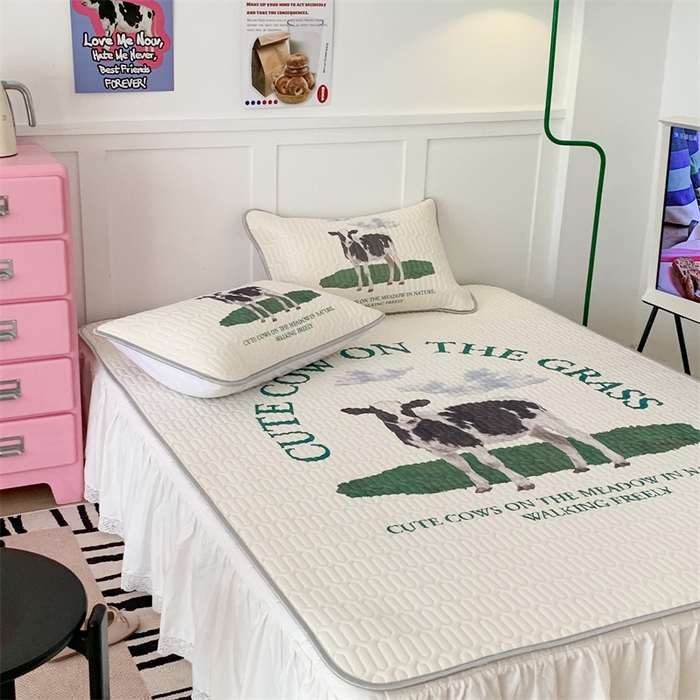 91家纺网 家纺一手货源 找家纺 昔可家纺 2023新款ins创意风乳胶凉席 ins奶牛