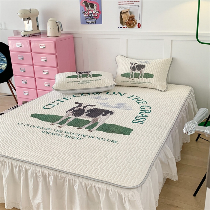 91家纺网 家纺一手货源 找家纺 昔可家纺 2023新款ins创意风乳胶凉席 ins奶牛