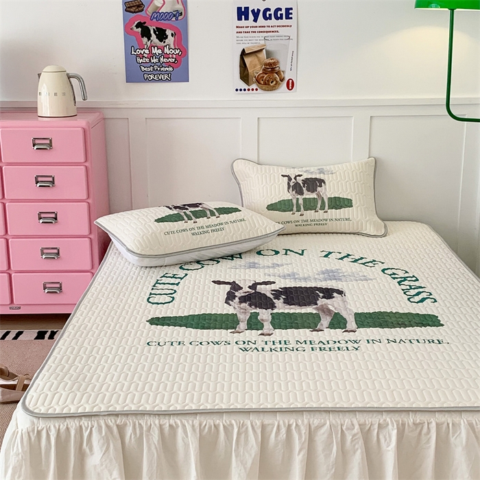 91家纺网 家纺一手货源 找家纺 昔可家纺 2023新款ins创意风乳胶凉席 ins奶牛