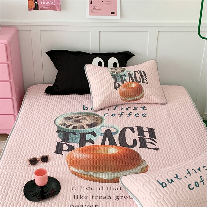 91家纺网 家纺一手货源 找家纺 昔可家纺 2023新款ins创意风乳胶凉席 贝果早餐