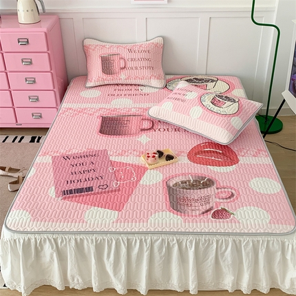 昔可家纺 2023新款ins创意风乳胶凉席 粉嘟嘟下午茶