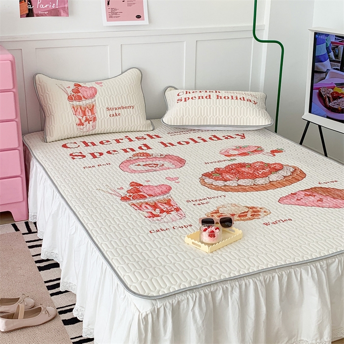 91家纺网 家纺一手货源 找家纺 昔可家纺 2023新款ins创意风乳胶凉席 草莓派