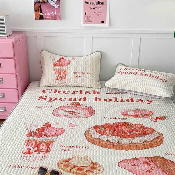 91家纺网 家纺一手货源 找家纺 昔可家纺 2023新款ins创意风乳胶凉席 草莓派