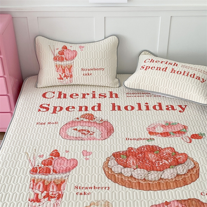 91家纺网 家纺一手货源 找家纺 昔可家纺 2023新款ins创意风乳胶凉席 草莓派