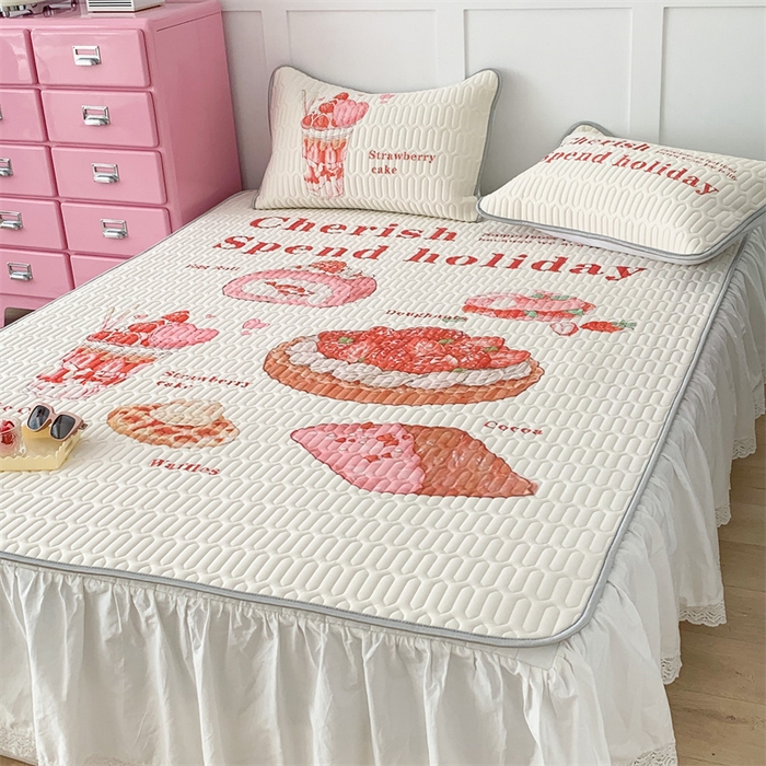 91家纺网 家纺一手货源 找家纺 昔可家纺 2023新款ins创意风乳胶凉席 草莓派