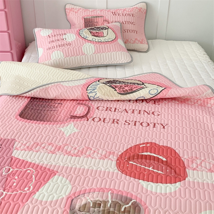 91家纺网 家纺一手货源 找家纺 昔可家纺 2023新款ins创意风乳胶凉席 粉嘟嘟下午茶