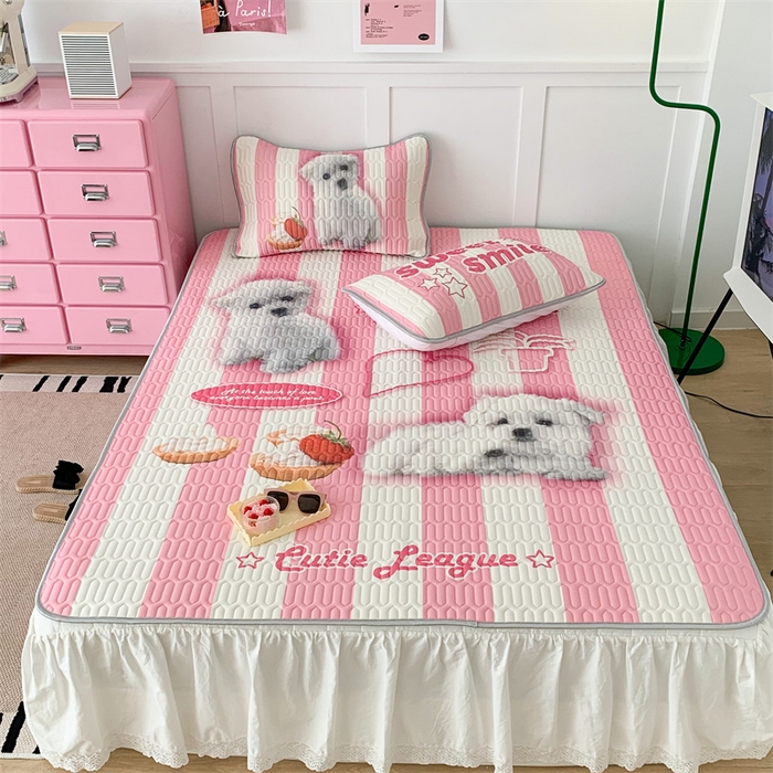 91家纺网 家纺一手货源 找家纺 昔可家纺 2023新款ins创意风乳胶凉席 粉条狗狗