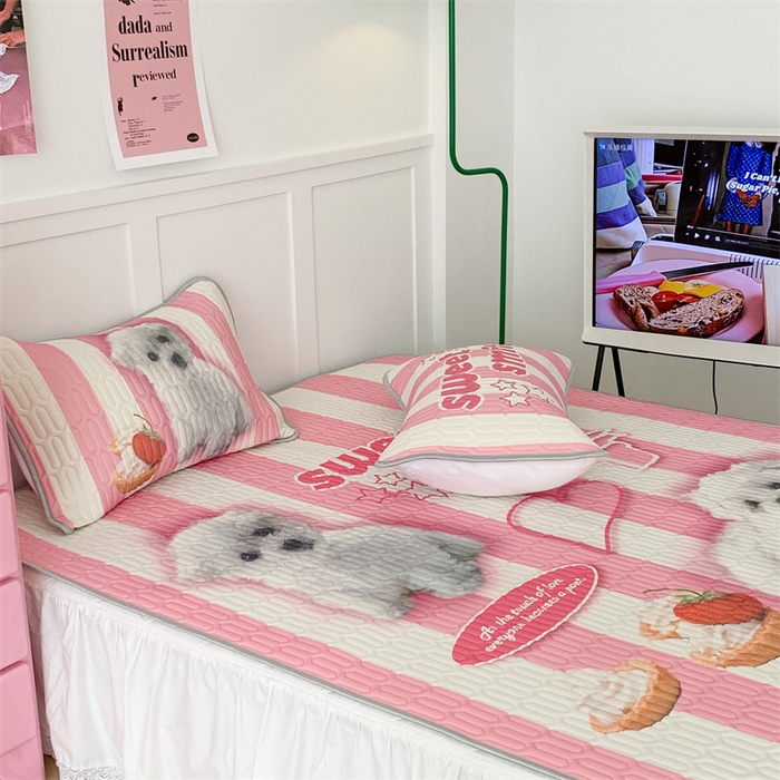 91家纺网 家纺一手货源 找家纺 昔可家纺 2023新款ins创意风乳胶凉席 粉条狗狗