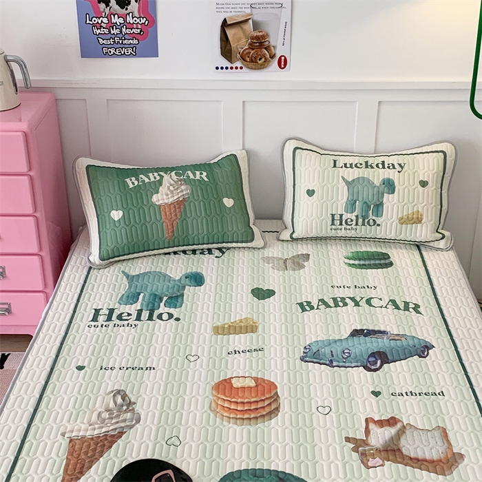 91家纺网 家纺一手货源 找家纺 昔可家纺 2023新款ins创意风乳胶凉席 复古老爷车