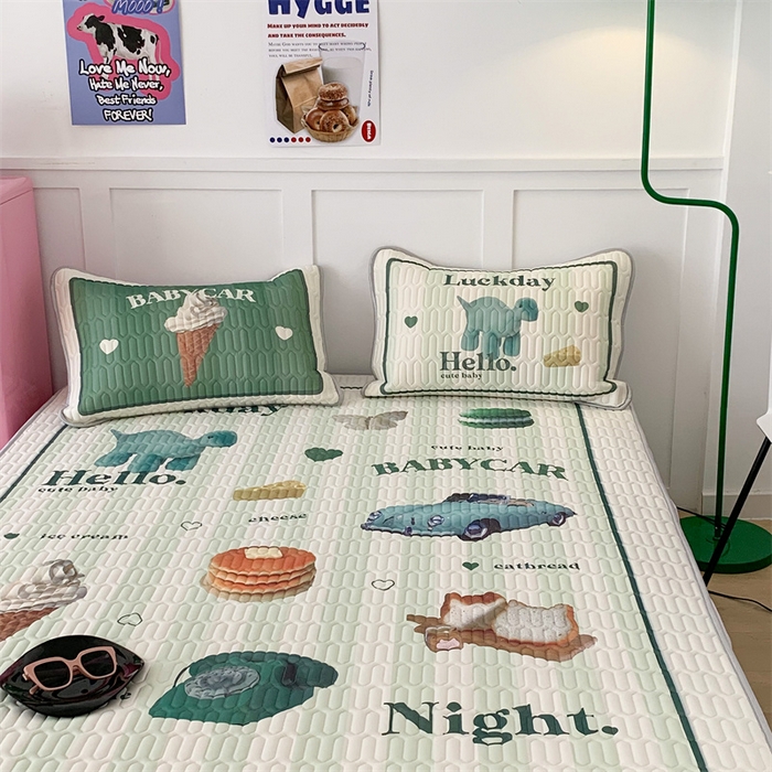 91家纺网 家纺一手货源 找家纺 昔可家纺 2023新款ins创意风乳胶凉席 复古老爷车