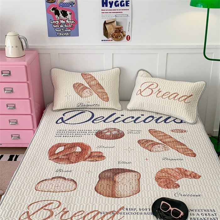 91家纺网 家纺一手货源 找家纺 昔可家纺 2023新款ins创意风乳胶凉席 黄油面包集