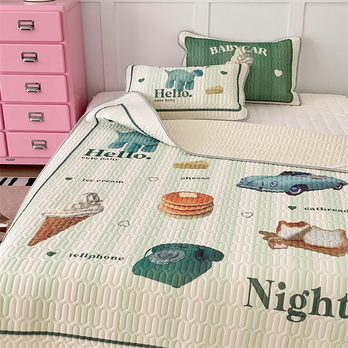 91家纺网 家纺一手货源 找家纺 昔可家纺 2023新款ins创意风乳胶凉席 复古老爷车