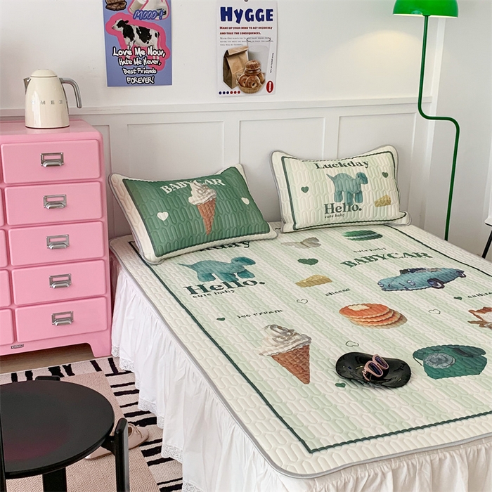 91家纺网 家纺一手货源 找家纺 昔可家纺 2023新款ins创意风乳胶凉席 复古老爷车