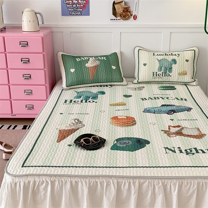 91家纺网 家纺一手货源 找家纺 昔可家纺 2023新款ins创意风乳胶凉席 复古老爷车