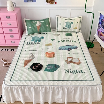 昔可家纺 2023新款ins创意风乳胶凉席 复古老爷车