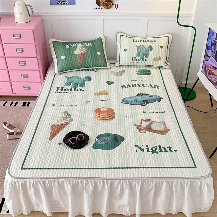 91家纺网 家纺一手货源 找家纺 昔可家纺 2023新款ins创意风乳胶凉席 复古老爷车