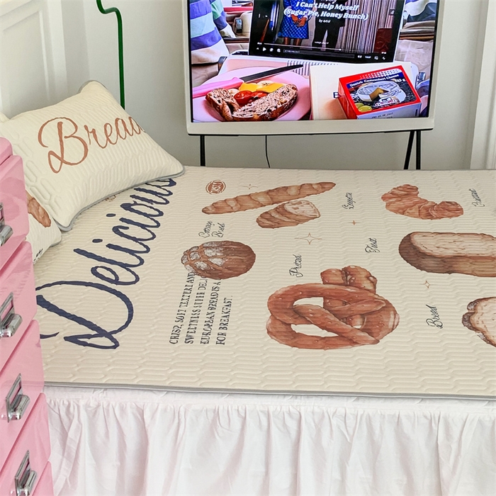 91家纺网 家纺一手货源 找家纺 昔可家纺 2023新款ins创意风乳胶凉席 黄油面包集