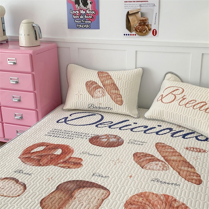 91家纺网 家纺一手货源 找家纺 昔可家纺 2023新款ins创意风乳胶凉席 黄油面包集