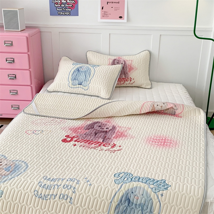 91家纺网 家纺一手货源 找家纺 昔可家纺 2023新款ins创意风乳胶凉席 小小邦妮妮兔