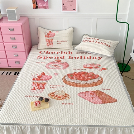 91家纺网 家纺一手货源 找家纺 昔可家纺 2023新款ins创意风乳胶凉席 草莓派